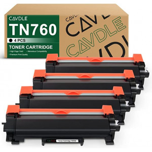 CAVDLE Brother TN760 Compatible Toner Cartridge 4 Pack
